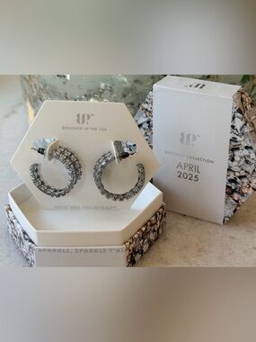 Birthday Collection April 2025 Silver Crystal Hoop Earrings, Sparkle & Glow